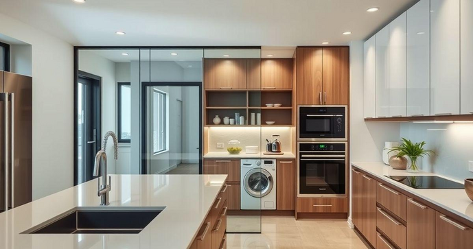 Divis&oacute;ria de Vidro: Cozinha e Lavanderia